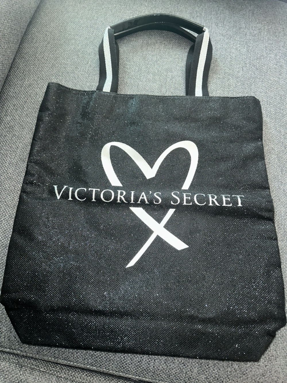 Victoria's Secret Black Tote with White Heart Logo